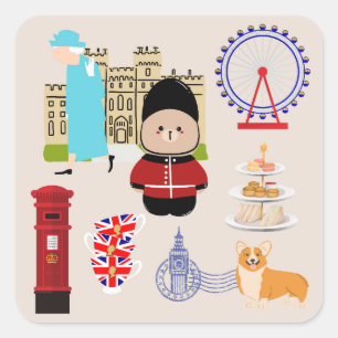 Cute UK Culture Square Sticker