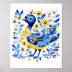 Cute Ukraine Duck Vintage Floral Ukrainian Flag Vy Poster