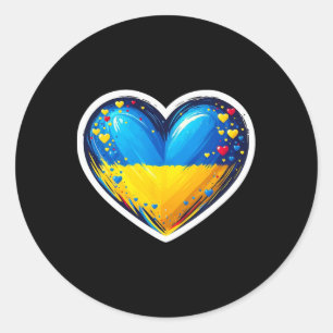 Cute Ukrainian Bynner Fan Ukraine Flag Heart Retro Classic Round Sticker