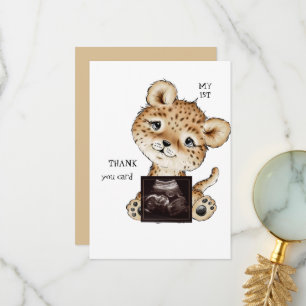 Cute Ultrasound Photo Boy Funny Thank You Card