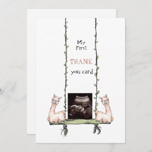 Cute Ultrasound Thanks Llamas Swinging Thank You Card