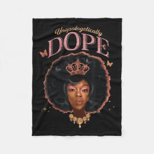 Cute Unapologetically Melanin Queen African Americ Fleece Blanket