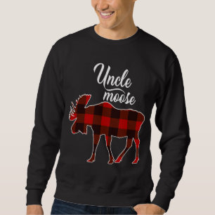 Cute Uncle Moose- Red Plaid Christmas Matching Paj Sweatshirt