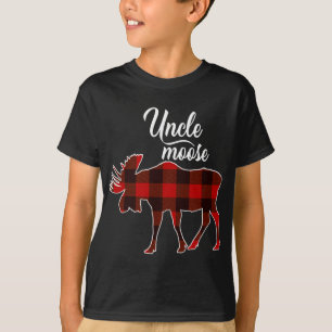 Cute Uncle Moose Red Plaid Christmas Matching Paja T-Shirt