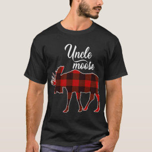 Cute Uncle Moose Red Plaid Christmas Matching Paja T-Shirt