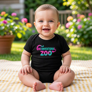 Cute Unconventional Zoo Black Two Sided Baby Bodysuit