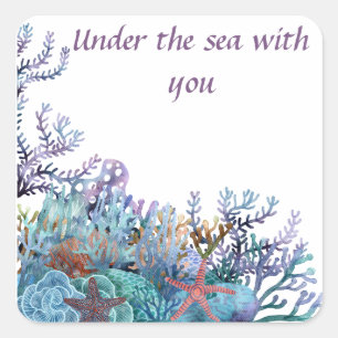 Cute under sea  square sticker