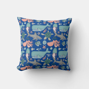 Cute Under The Sea Animals Pattern Cushion