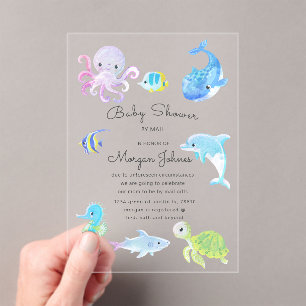 Cute Under the Sea Baby Shower By Mail Invitation