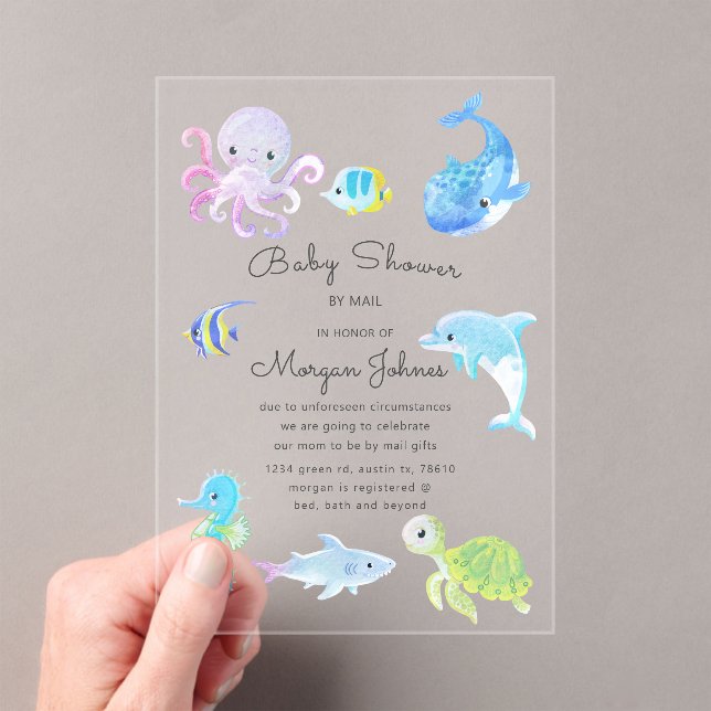 Cute Under the Sea Baby Shower By Mail Invitation (Insitu (Handheld))