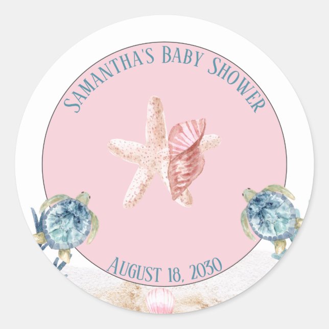 Cute Under the Sea Baby Shower Classic Round Stick Sticker (Front)