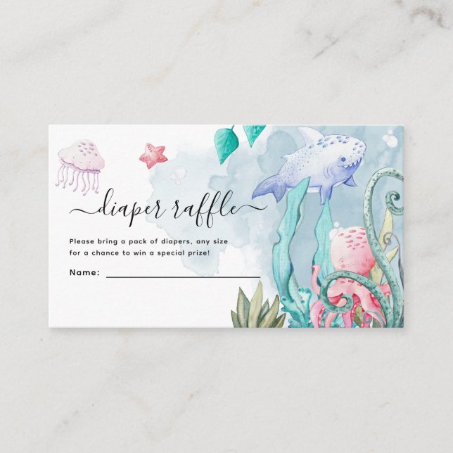 Cute Under the Sea Baby Shower Diaper Raffle Enclo Enclosure Card (Front)