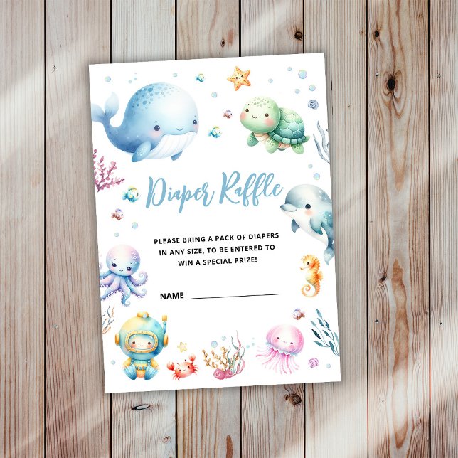 Cute Under the sea Baby Shower Diaper Raffle Enclosure Card (Creator Uploaded)