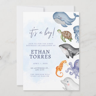 Cute Under the Sea Baby Shower Invitation
