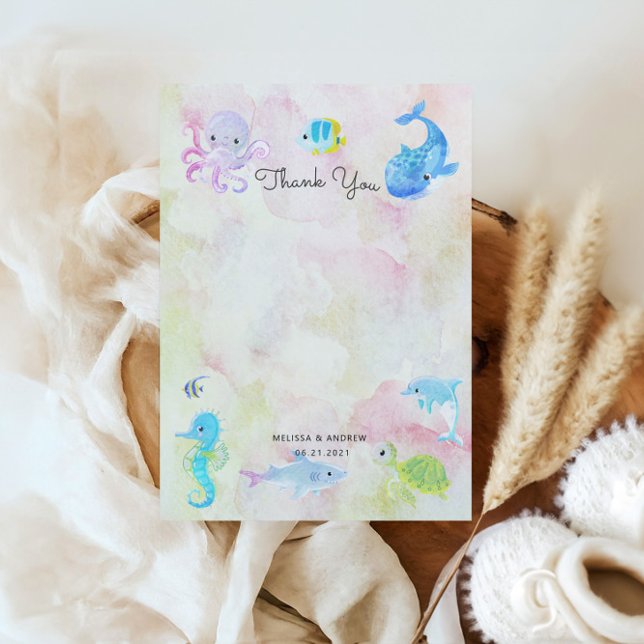 Cute Under the Sea Baby Shower Thank You Card (Creator Uploaded)