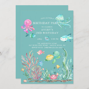 Cute Under the Sea Birthday Invitation