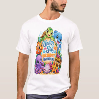 Cute Under the Sea Birthday Party Sticker with T-Shirt