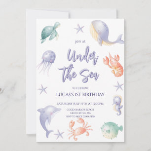 Cute Under the Sea Boy Birthday Party Invitation