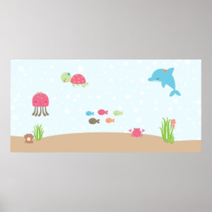 Cute under the Sea children's wall art poster