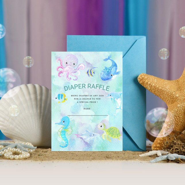 Cute Under the Sea Diaper Raffle Ticket Card (Creator Uploaded)