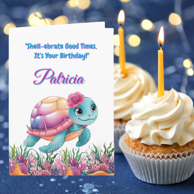 Cute Under The Sea Floral Sea Turtle Birthday  Card (Creator Uploaded)