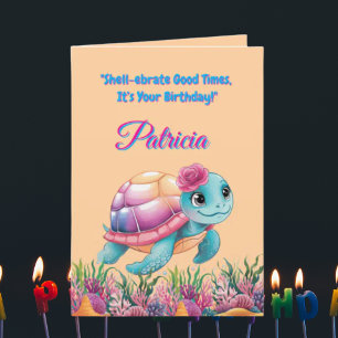 Cute Under The Sea Floral Sea Turtle Birthday Card