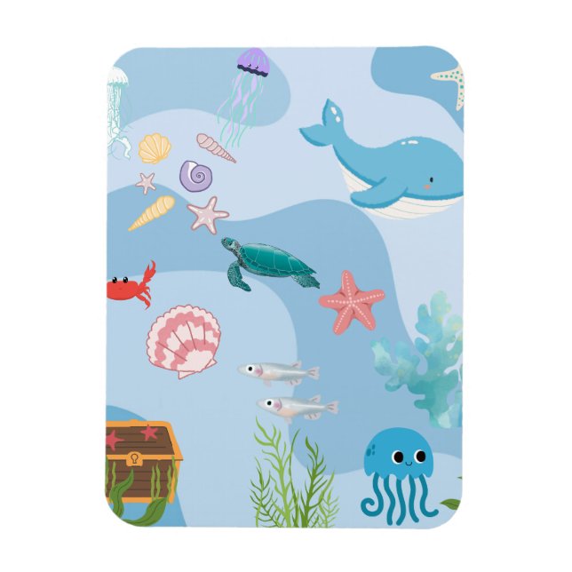 Cute Under the Sea Friends Magnet (Vertical)