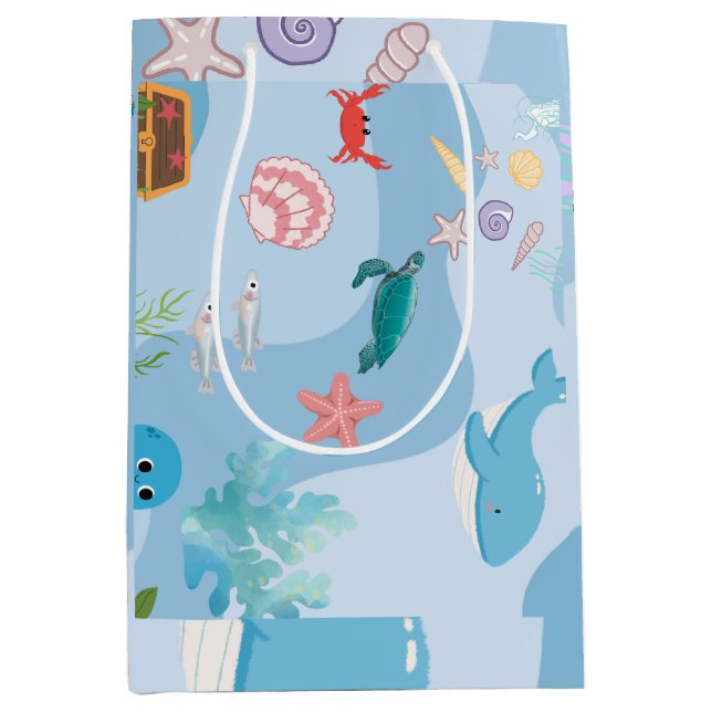 Cute Under the Sea Friends Medium Gift Bag (Front)