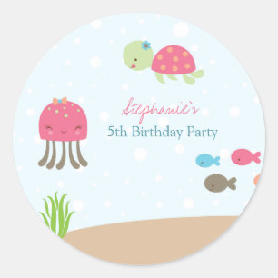Cute under the Sea girls birthday party stickers