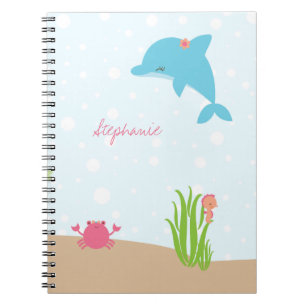Cute under the Sea girls personalised notebook