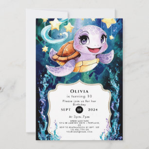 Cute Under the Sea Kids' Turtle Birthday Invitation