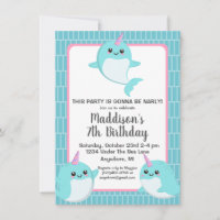 Cute Under The Sea Narwhal Birthday