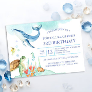 Cute Under the Sea Ocean Animals Birthday Invitation