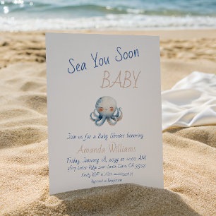 Cute Under The Sea You Soon Octopus Baby Shower Invitation
