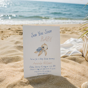 Cute Under The Sea You Soon Tortle Baby Shower Invitation