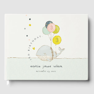 Cute Underwater Balloon Heart Whale Kids Birthday Guest Book