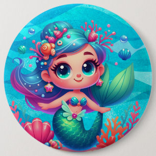 Cute underwater mermaid 6 cm round badge