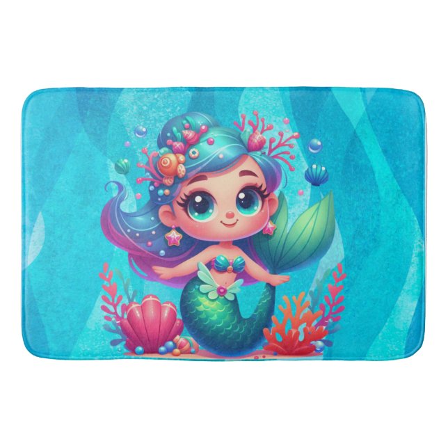 Cute underwater mermaid bath mat (Front)