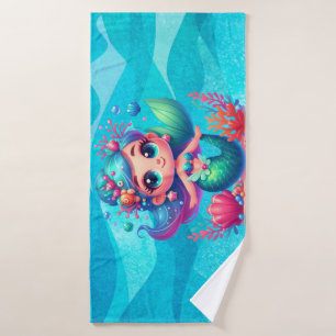 Cute underwater mermaid bath towel