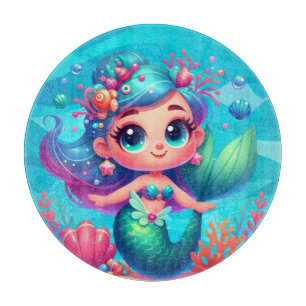 Cute underwater mermaid cutting board