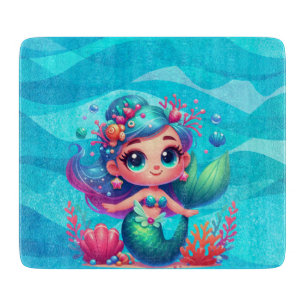Cute underwater mermaid cutting board