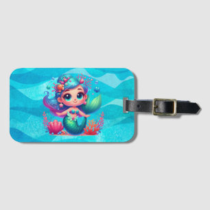 Cute underwater mermaid luggage tag
