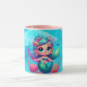 Cute underwater mermaid mug