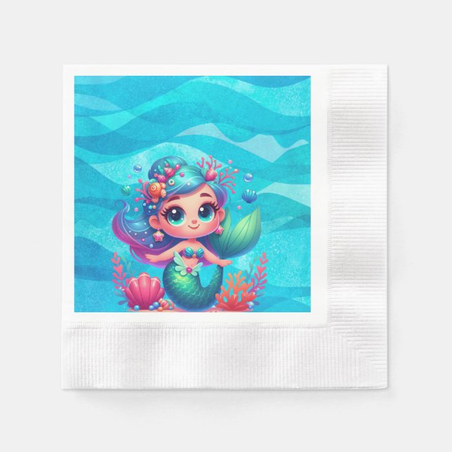 Cute underwater mermaid napkin (Front)