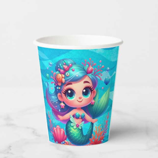 Cute underwater mermaid paper cups (Front)