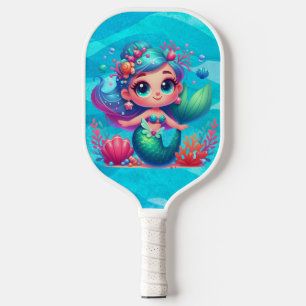 Cute underwater mermaid pickleball paddle