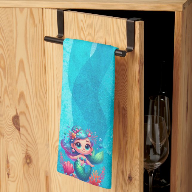 Cute underwater mermaid tea towel (Thirds Fold)