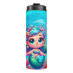 Cute underwater mermaid thermal tumbler
