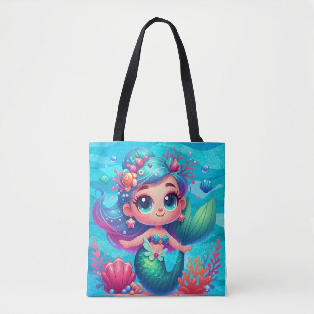 Cute underwater mermaid tote bag (Front)