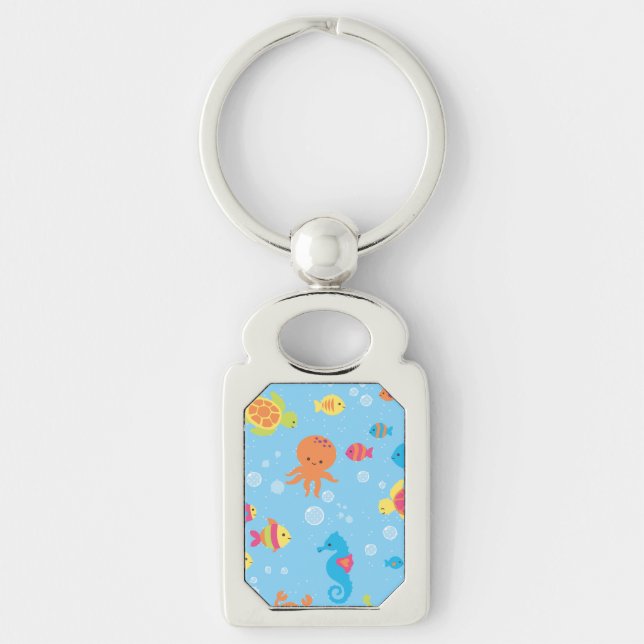 Cute Underwater Scene Key Ring (Front)